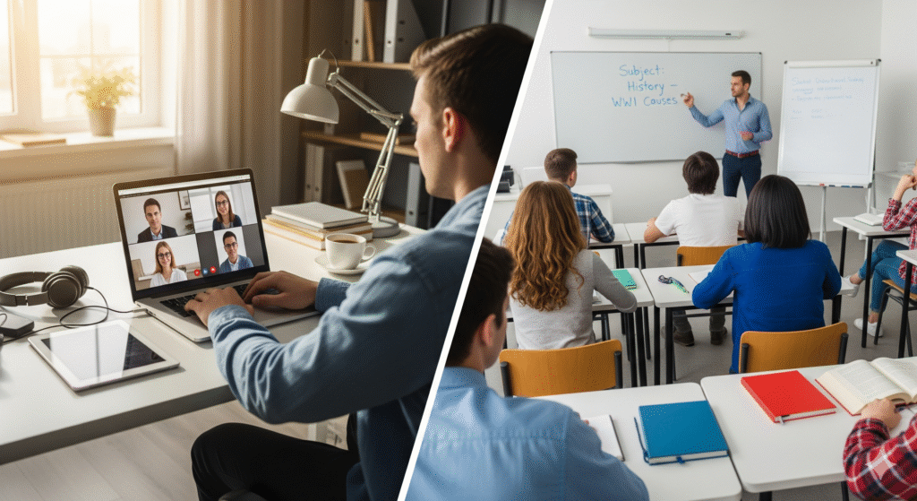 what makes online courses different from traditional learning in online learning